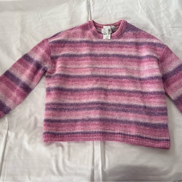 NWT- Girls striped pink purple multi color long sleeve sweater. - Picture 8 of 8